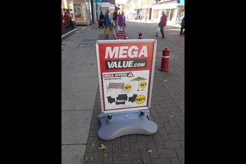Mega Value signage in Worcester Street